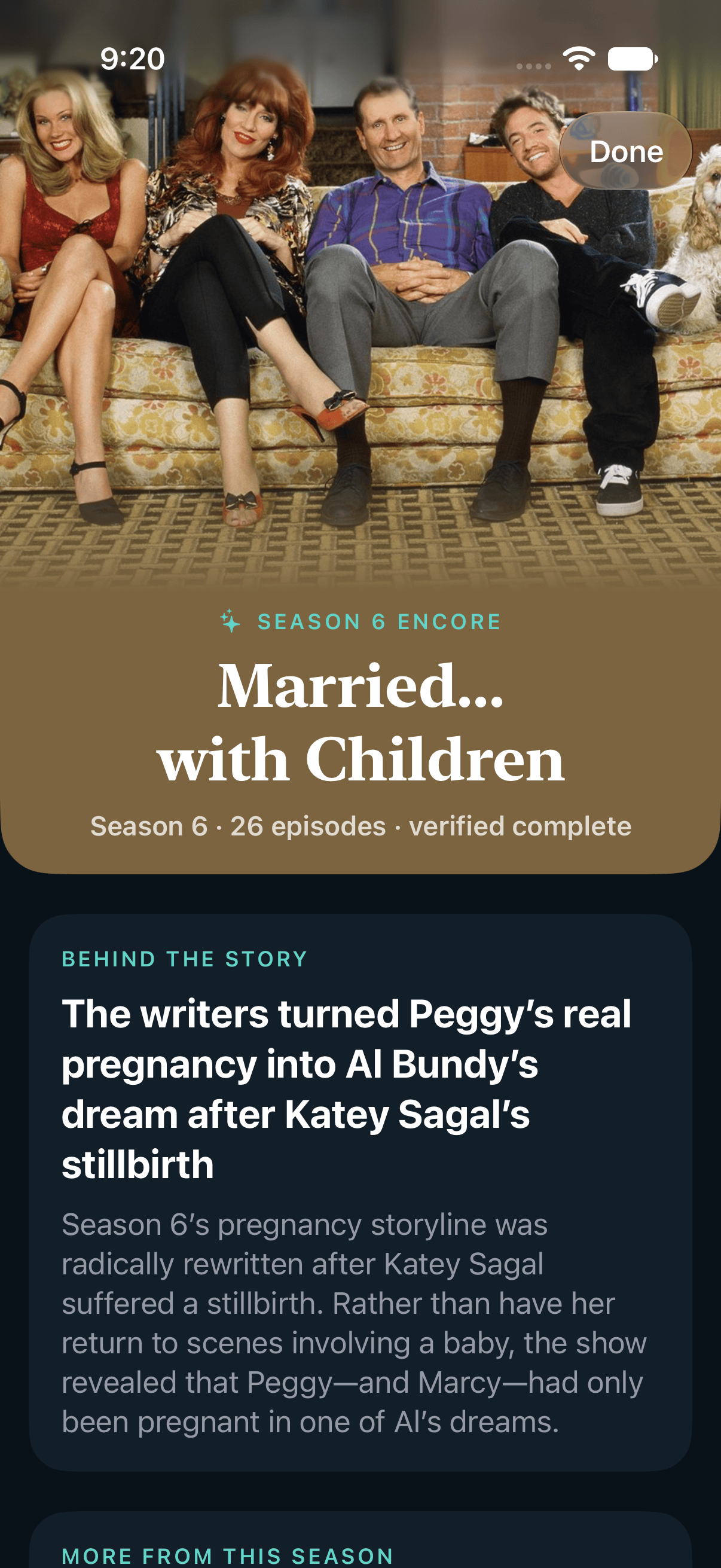 Current retained-data Married with Children Season 6 Encore with all four cast members visible and its verified behind-the-story reward