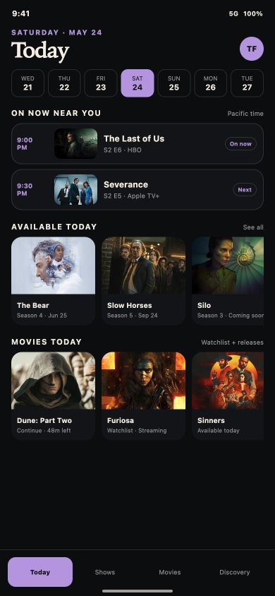 Cinema Current Today iPhone screen